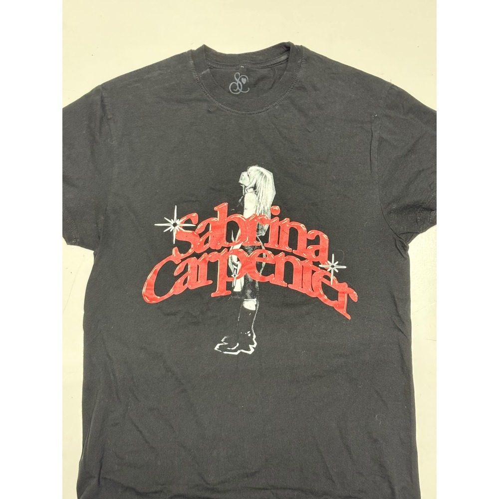 Sabrina Carpenter T-Shirt Black Graphic Tee Pop Star Women's Large‎